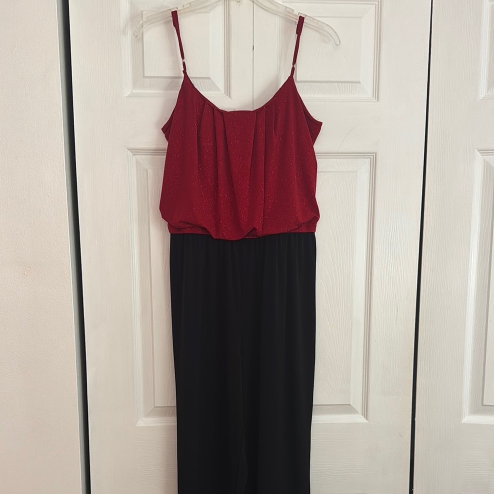 Enfocus Studio Red and Black Jumpsuit Chic and Versatile